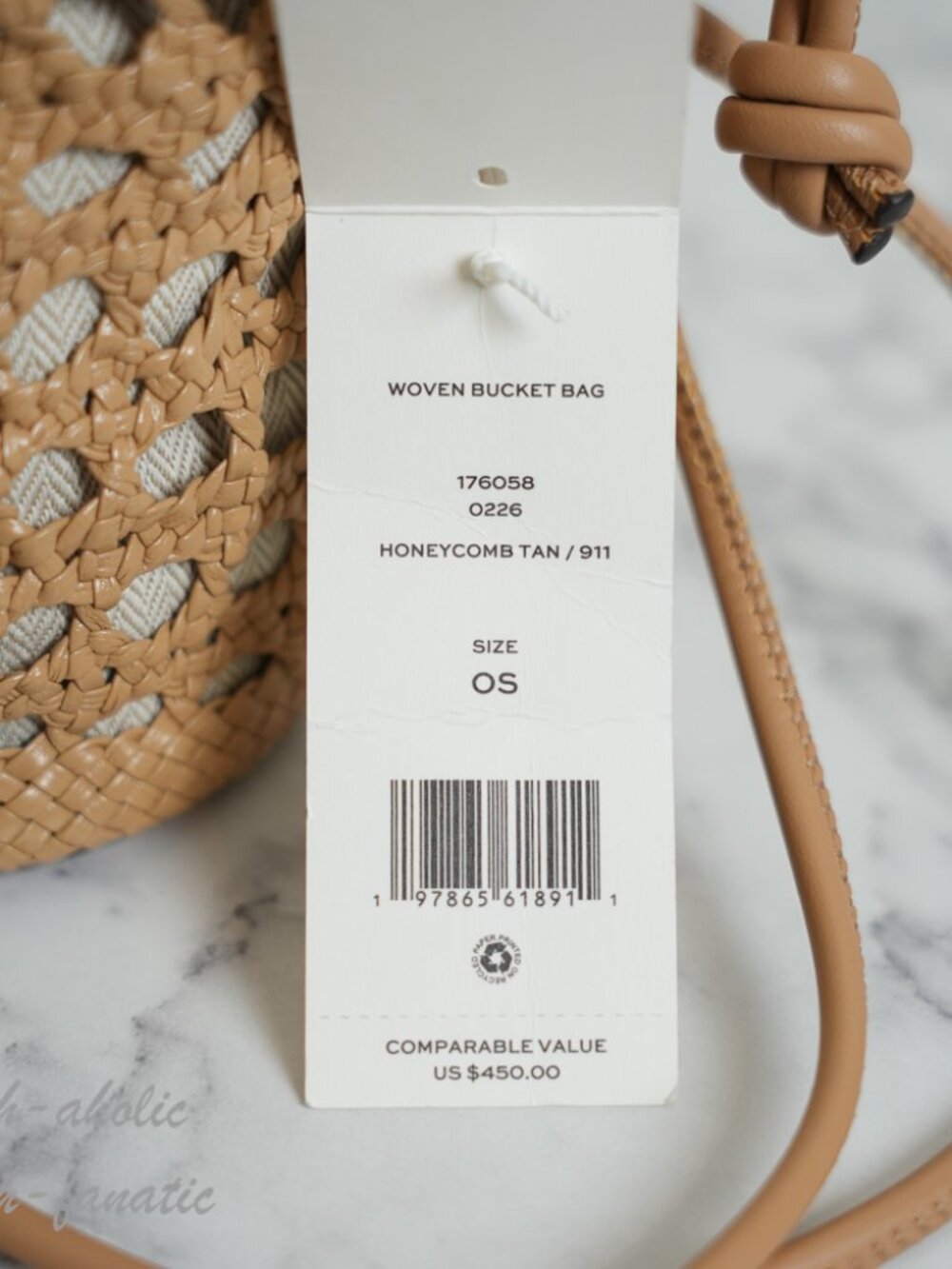 Tory Burch Woven Leather Bucket Bag in Honeycomb Tan NWT - Picture 5 of 8